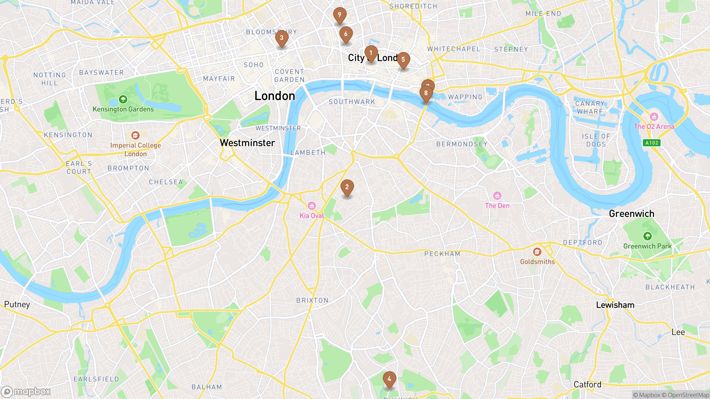 Day 3 itinerary map showing Cheapside, St Paul's Cathedral, Museum of London, National Gallery.