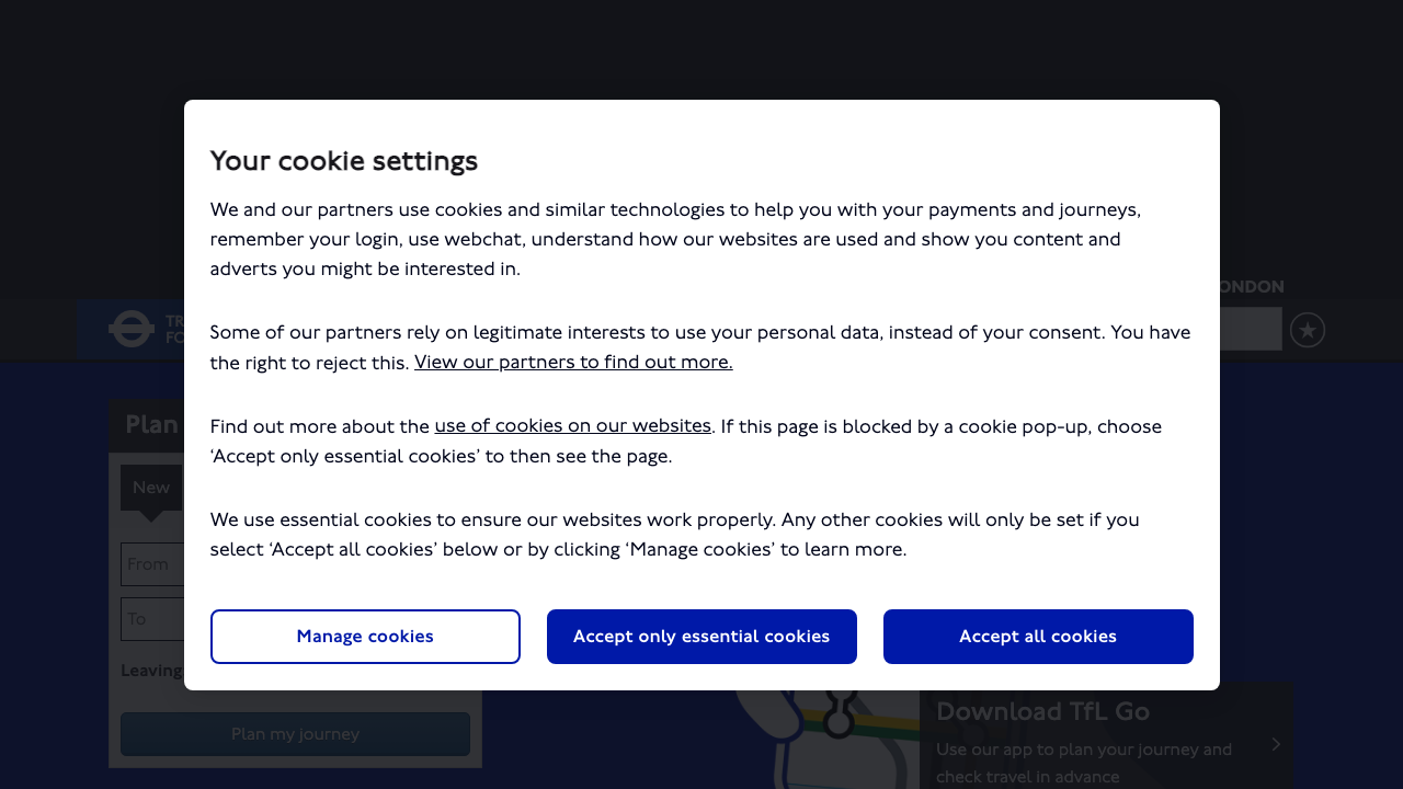 Transport for London official homepage covering payment options and fare information for the London Underground network.